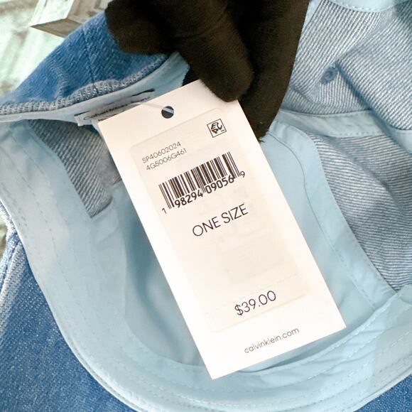 Calvin Klein 45003382 Washed Denim Embroidered Logo Baseball Cap IN Blue main image 6